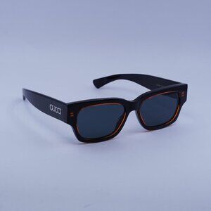 Gucci GG1794S 003 Sunglasses Transparent Orange/Black Square Frame, Blue Lenses